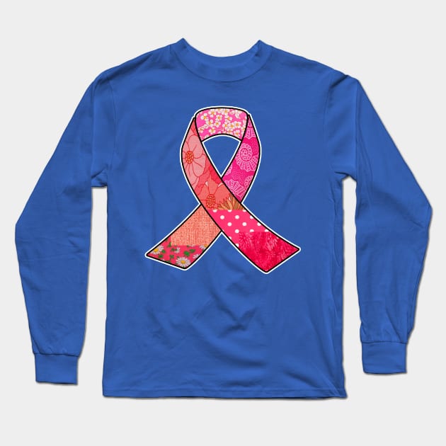 Pink Retro Breast Cancer Awareness Ribbon Long Sleeve T-Shirt by artbyomega